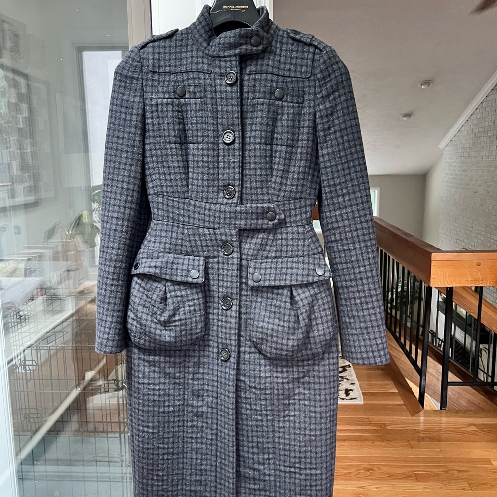 Burberry Prorsum Documented FW12 Gray Checkered Trench Coat